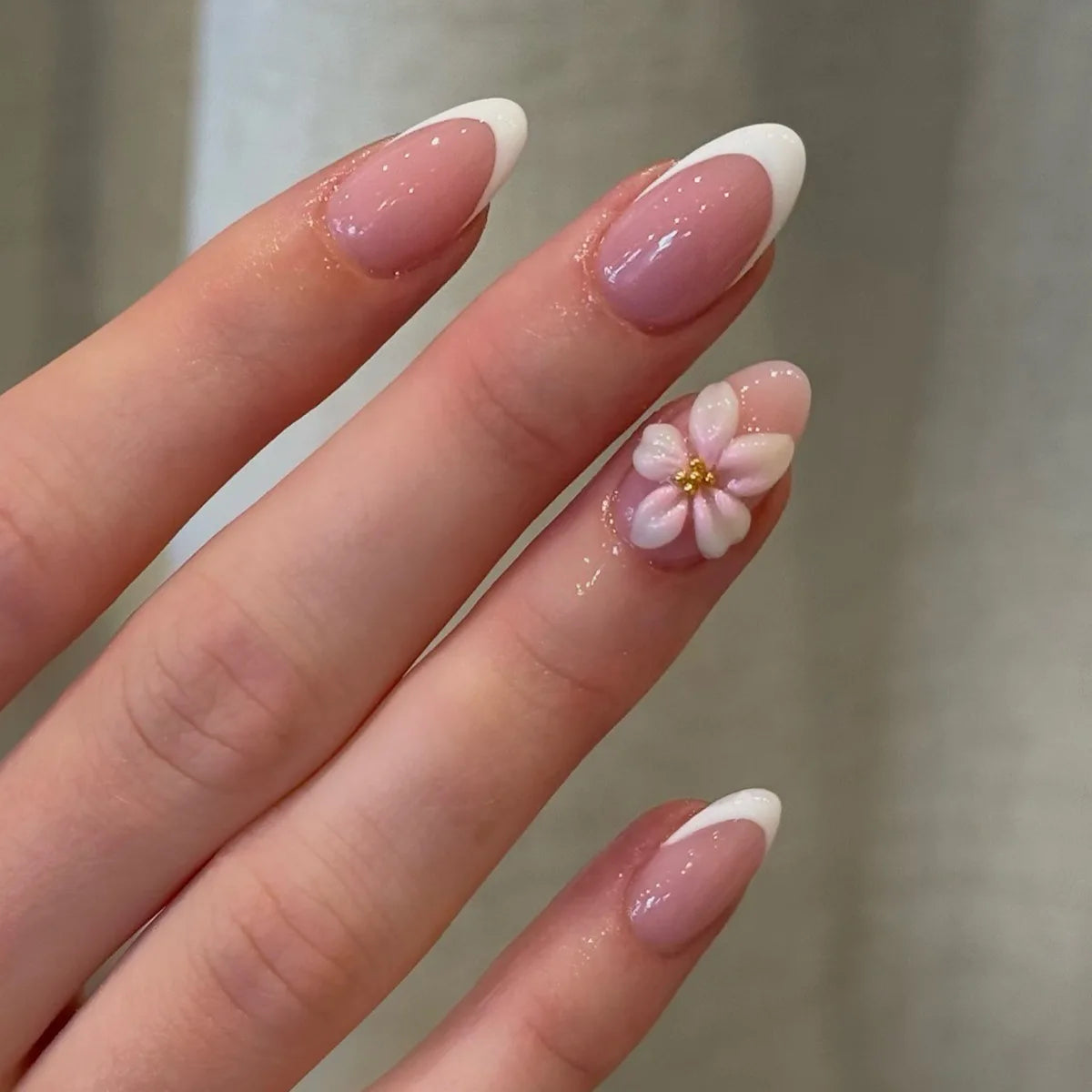 European American Style Manicure Nail Tips 3D Resin-poured French-style Rhinestones Cross-shaped Flower Nail (38 Options)