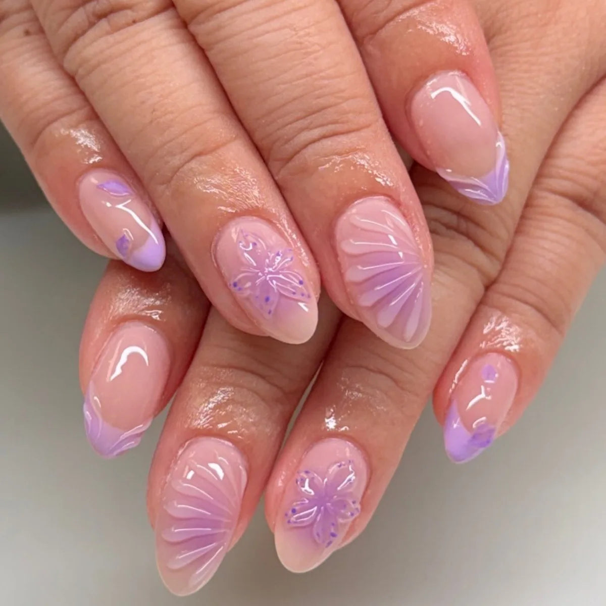 European American Style Manicure Nail Tips 3D Resin-poured French-style Rhinestones Cross-shaped Flower Nail (38 Options)
