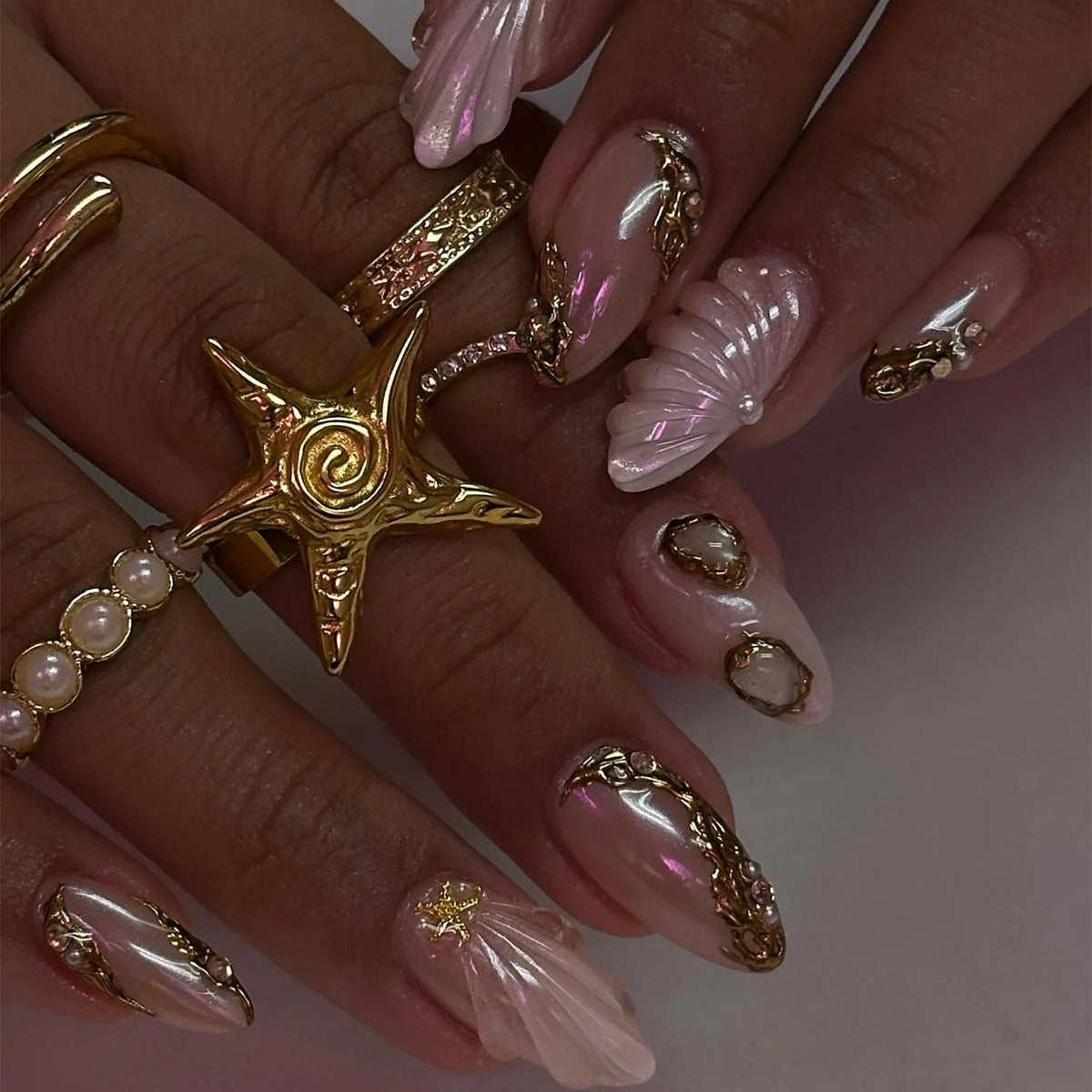 European American Style Manicure Nail Tips 3D Resin-poured French-style Rhinestones Cross-shaped Flower Nail (38 Options)