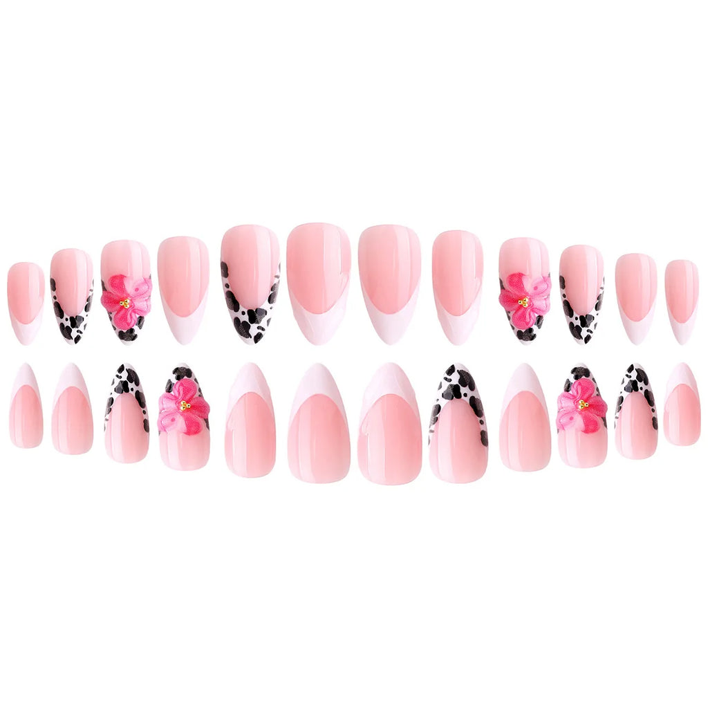 European American Style Manicure Nail Tips 3D Resin-poured French-style Rhinestones Cross-shaped Flower Nail (38 Options)
