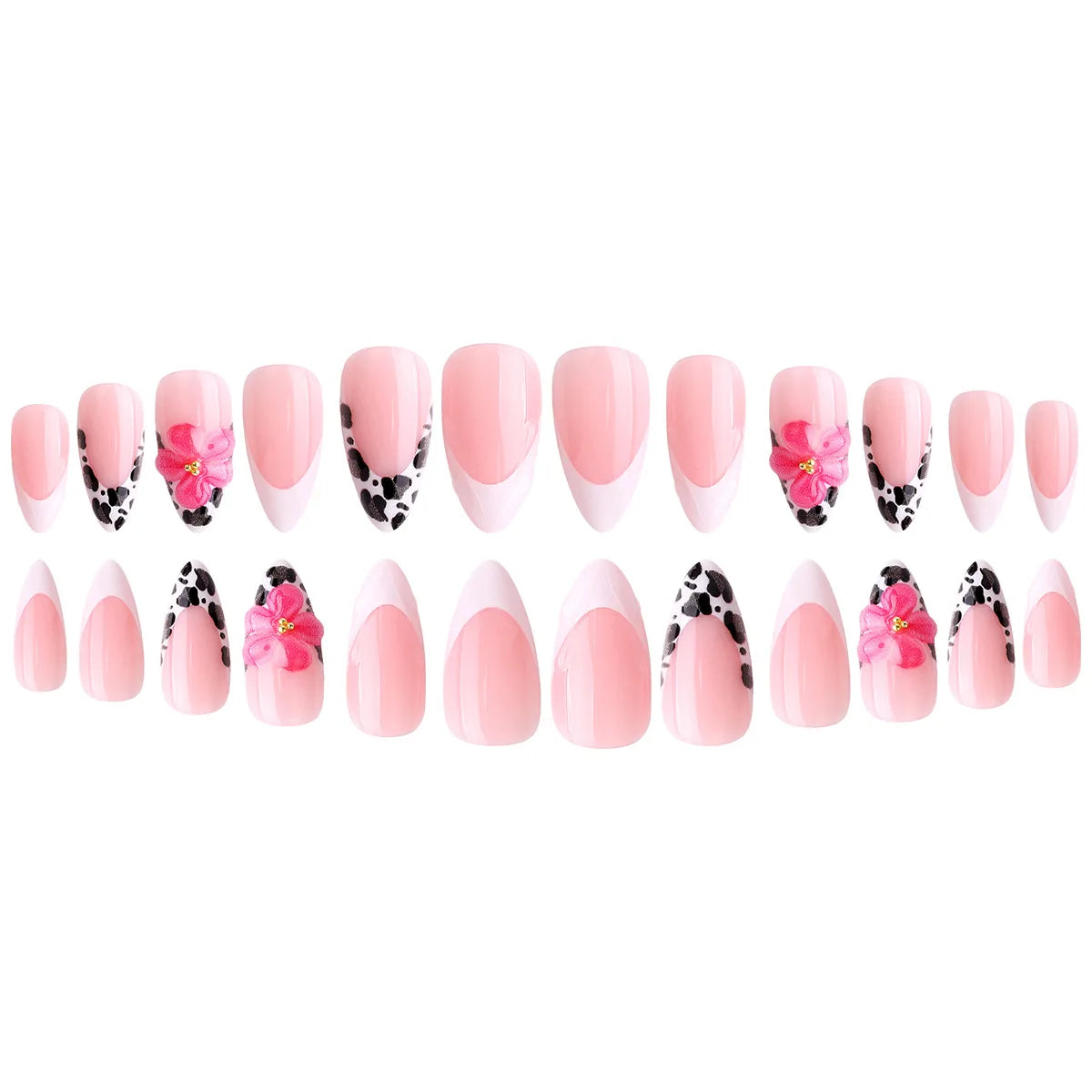 European American Style Manicure Nail Tips 3D Resin-poured French-style Rhinestones Cross-shaped Flower Nail (38 Options)