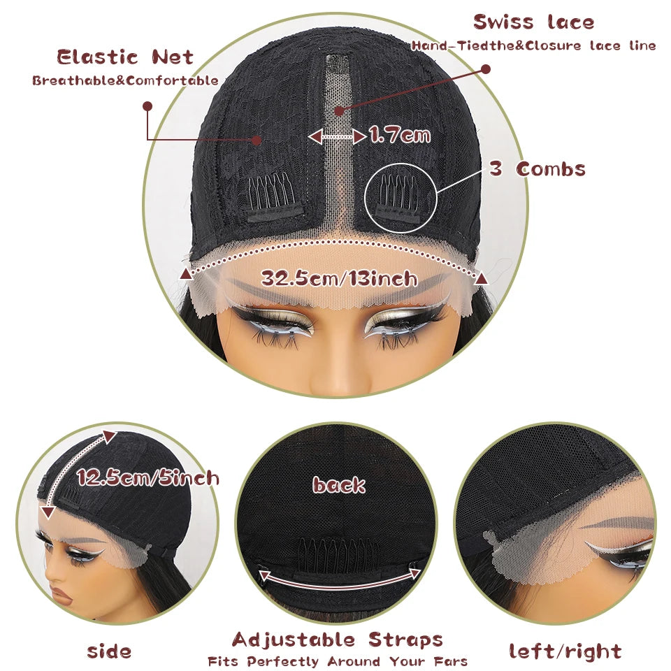 Synthetic Body Wave Lace Front Wig Hair Layered Baby Hair Bob Wig Synthetic Hair Wig 18" Cosplay Wig
