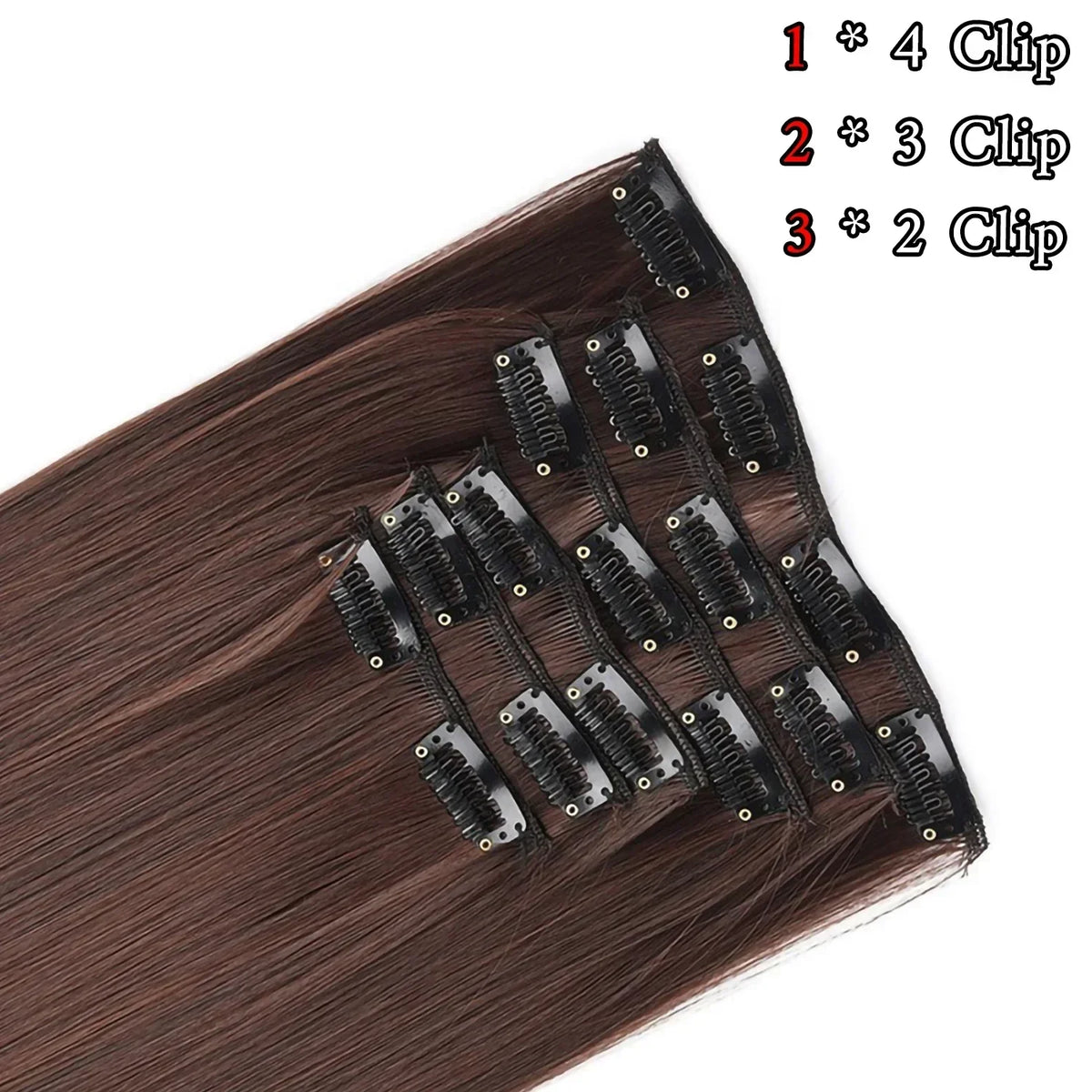 Hair Extensions 24"/60cm 6pcs/set Women Long Straight Synthetic Full Head Clip 16 Clips Black, Blonde, Ombre Heat Resistant Fiber Hair