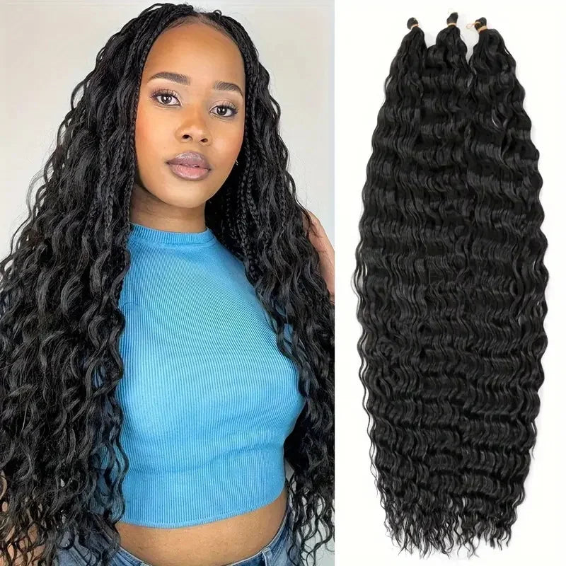 30Inch Synthetic Long Curly Braiding Hair Extension Crochet Hair for Black Women Long Deep Wave Wet and Wavy Braiding Hair