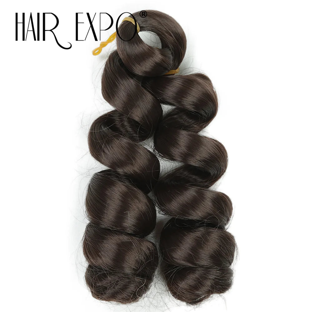 3PCS French Curls Braiding Hair Extensions Synthetic Loose Deep Wave Crochet Braids Pre Stretched Spiral Curly Hair for Women