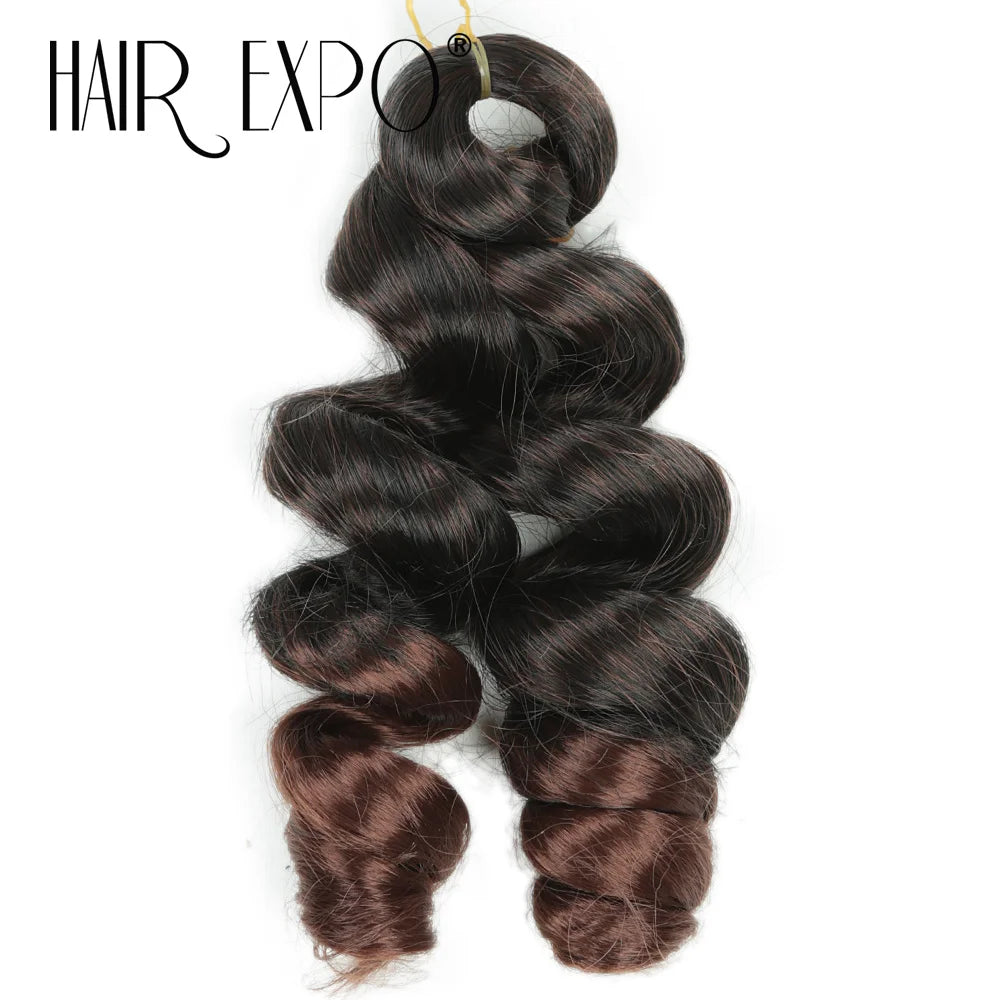 3PCS French Curls Braiding Hair Extensions Synthetic Loose Deep Wave Crochet Braids Pre Stretched Spiral Curly Hair for Women