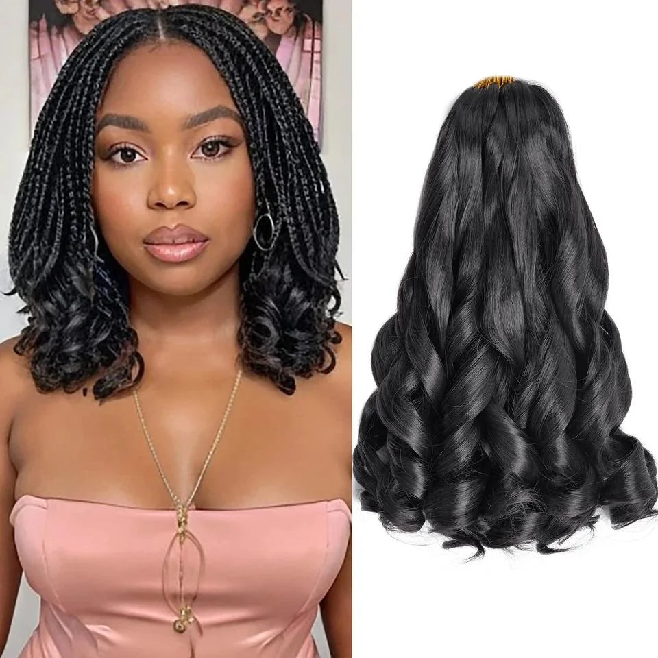French Curls Braiding Hair 12/16/24Inch Synthetic Spiral Curls Braids Hair Extensions For Women Pre Stretched Loose Wave