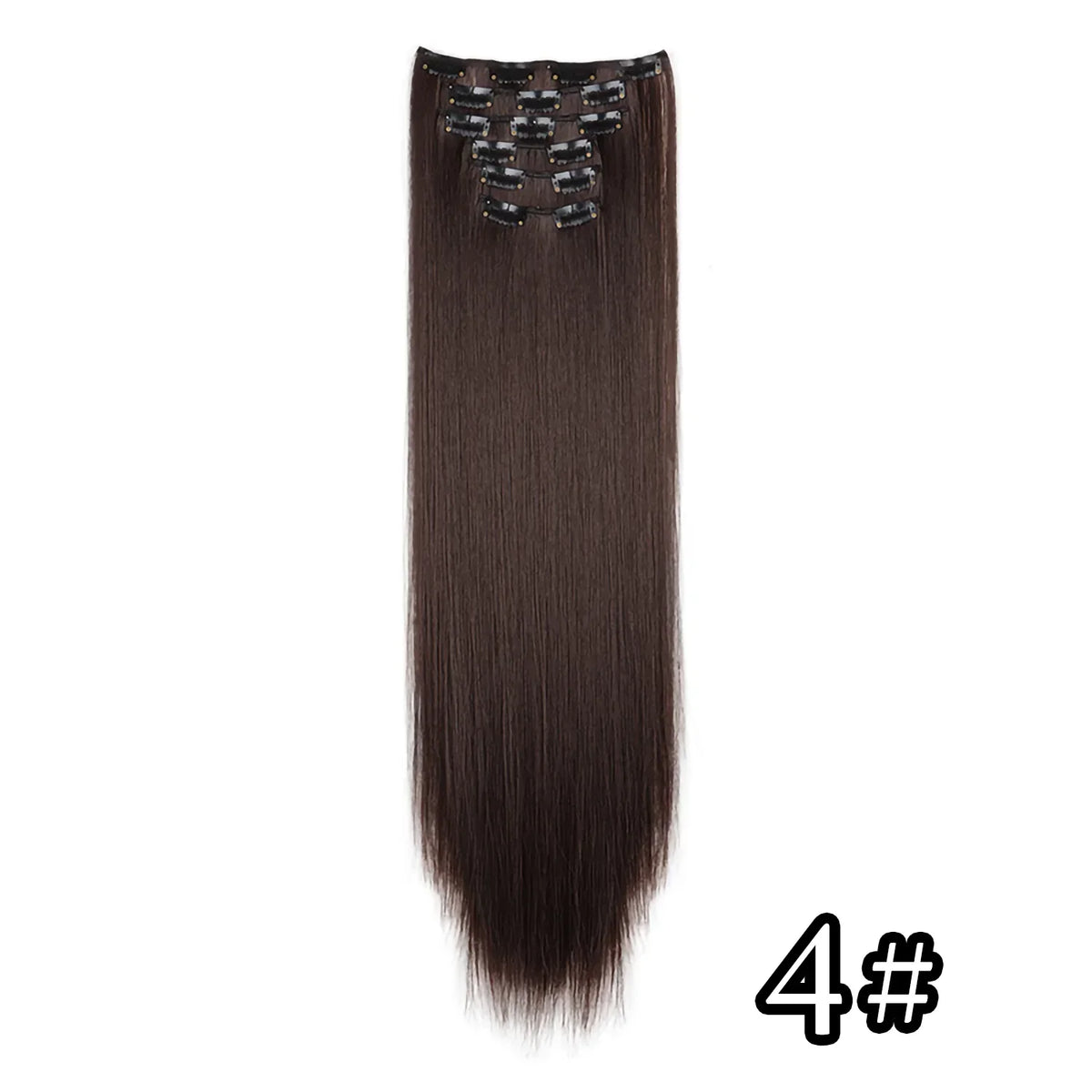Hair Extensions 24"/60cm 6pcs/set Women Long Straight Synthetic Full Head Clip 16 Clips Black, Blonde, Ombre Heat Resistant Fiber Hair