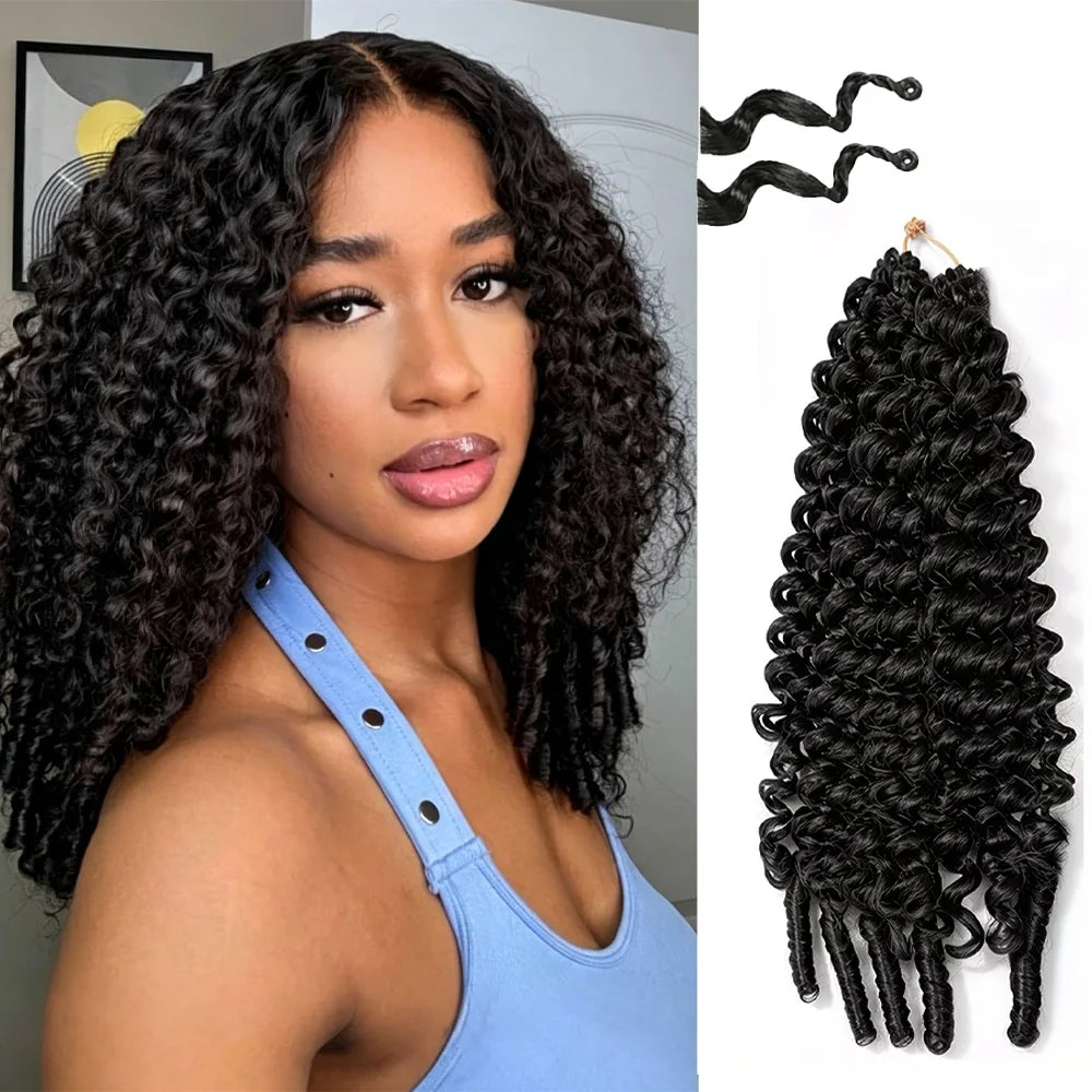 Burmese Curly Crochet Hair 18inch Knotless Curly with Spiral Curl Ends Synthetic Hair for Women
