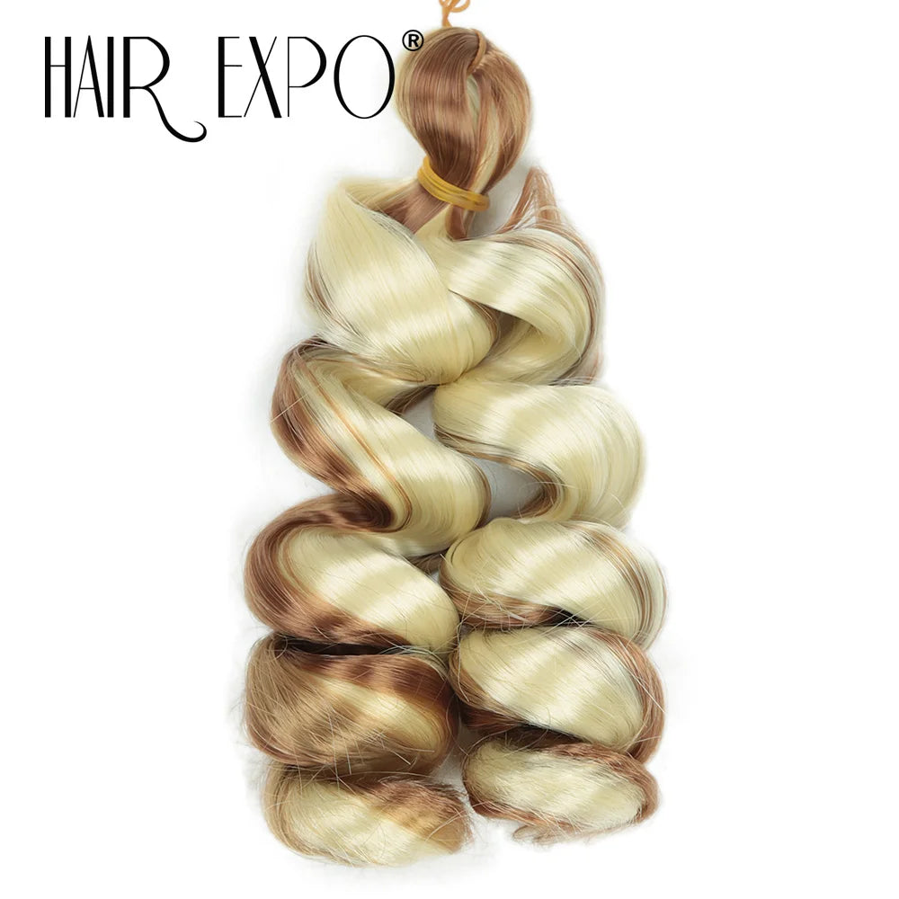 3PCS French Curls Braiding Hair Extensions Synthetic Loose Deep Wave Crochet Braids Pre Stretched Spiral Curly Hair for Women