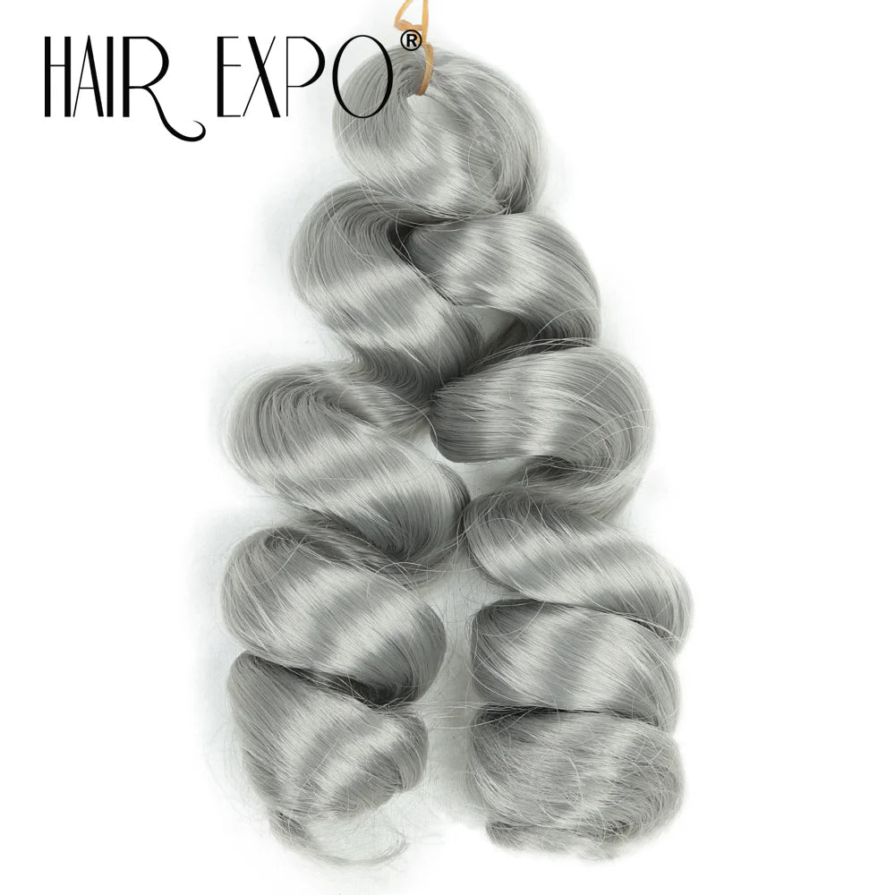 3PCS French Curls Braiding Hair Extensions Synthetic Loose Deep Wave Crochet Braids Pre Stretched Spiral Curly Hair for Women