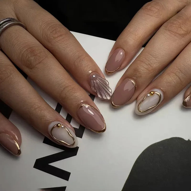 3D Acrylic False Nails Almond Medium Press on Fake Nails & More (37 Options)