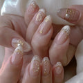 Hot Stamped Metal Gold Star Almond Fake Nails (4 Options)