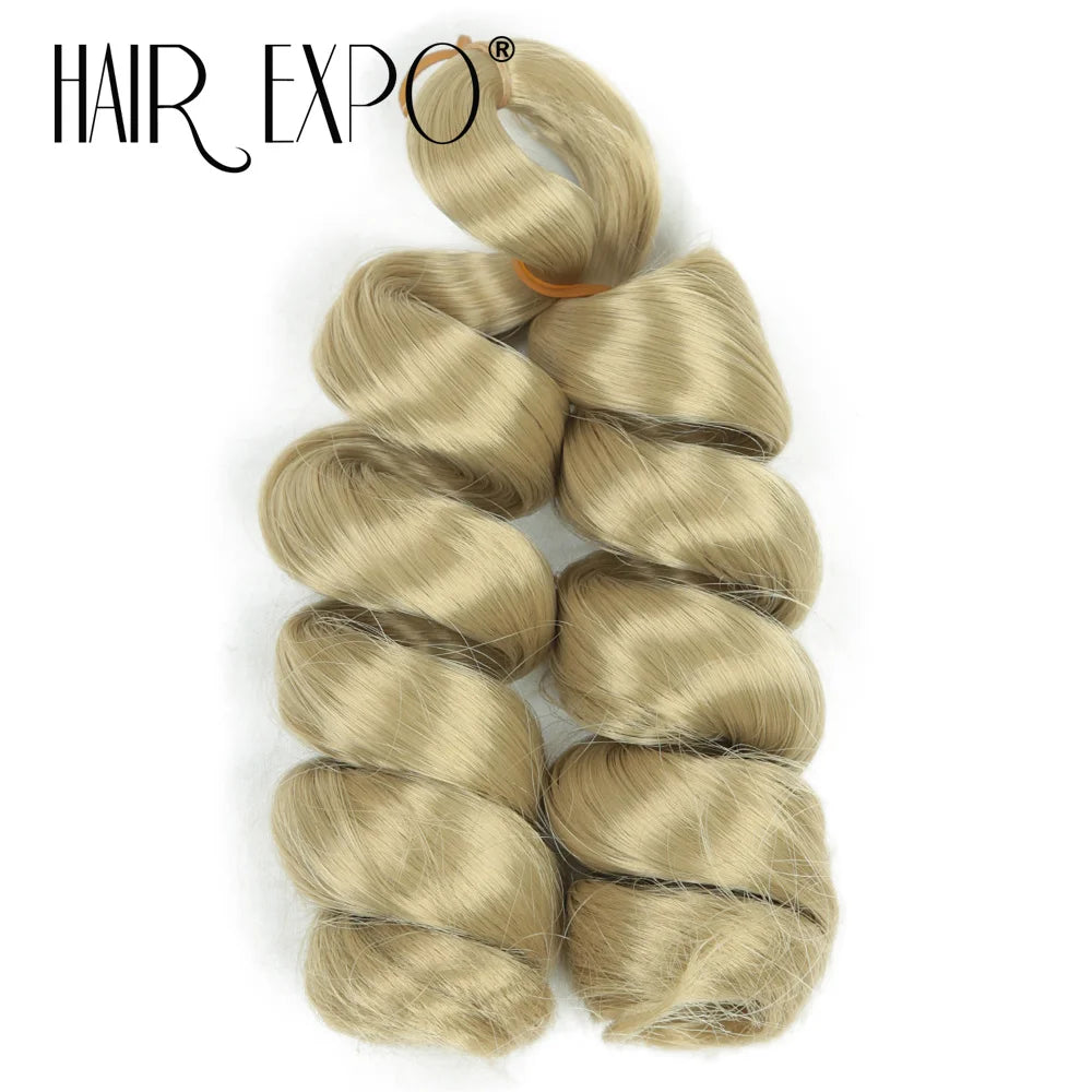 3PCS French Curls Braiding Hair Extensions Synthetic Loose Deep Wave Crochet Braids Pre Stretched Spiral Curly Hair for Women