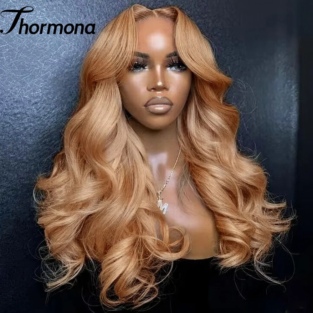 Honey Blonde 13x6 HD Lace Front Wig Synthetic Body Wave Lace Frontal Wigs Pre Plucked 30# Honey Blonde Wig