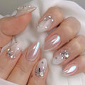 24Pcs Short Oval Head Blush Pink Press on Nails Almond Nails Wearable Acrylic Full Cover Nail Tips with Glue (38 Options)