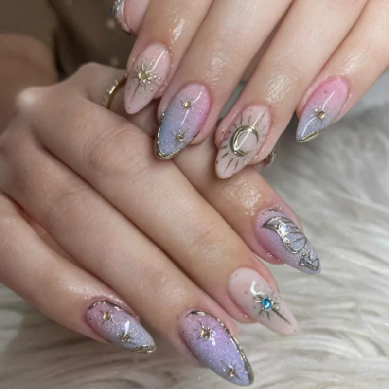 24pcs Glitter Cat Eye Fake Nails & More (25 Options) (C)