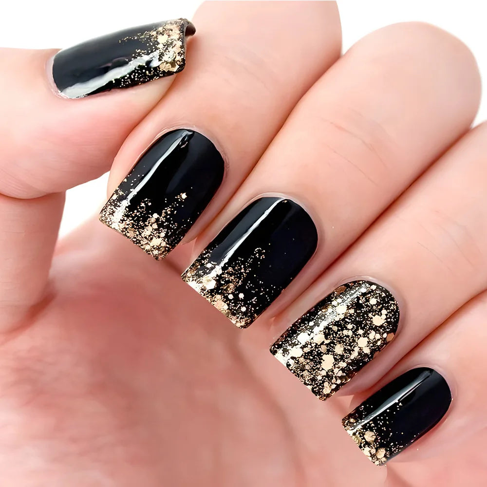 24pcs Short Ballet Press on Nails Gradient False Nails Wearable Stick-on Nails