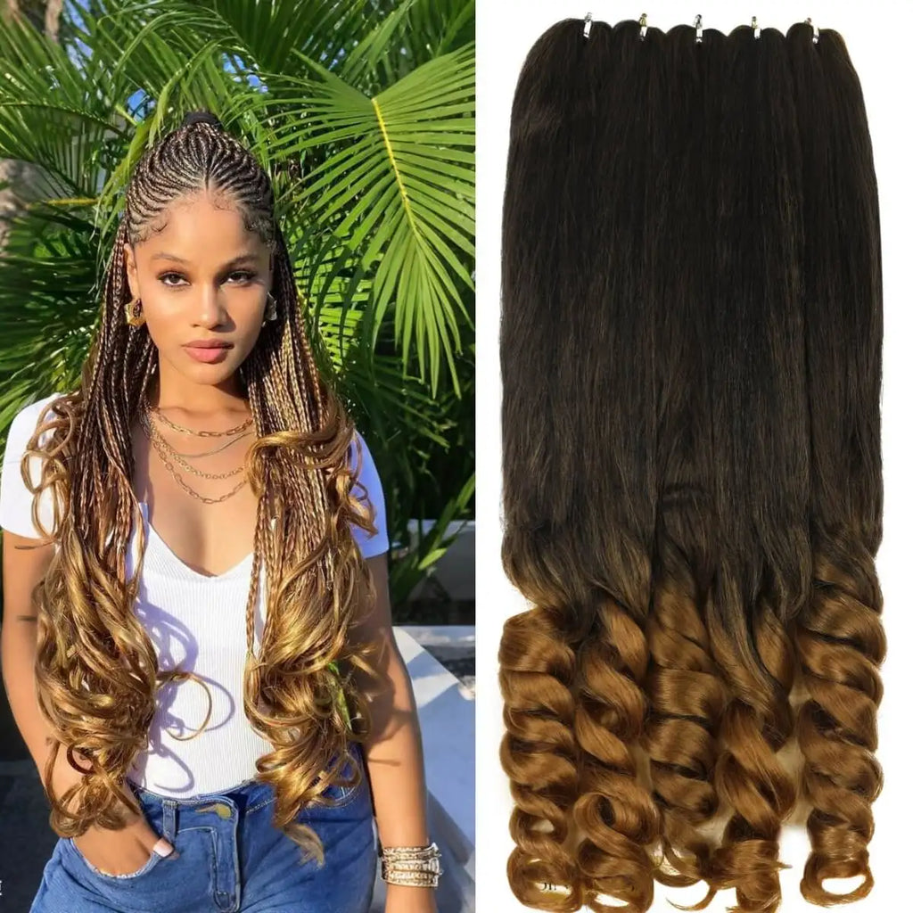 Synthetic French Boho Curly Braiding Hair Black Pre-Stretched Professional Grade for Crochet Braids Hot Water Setting 5Packs/Lot