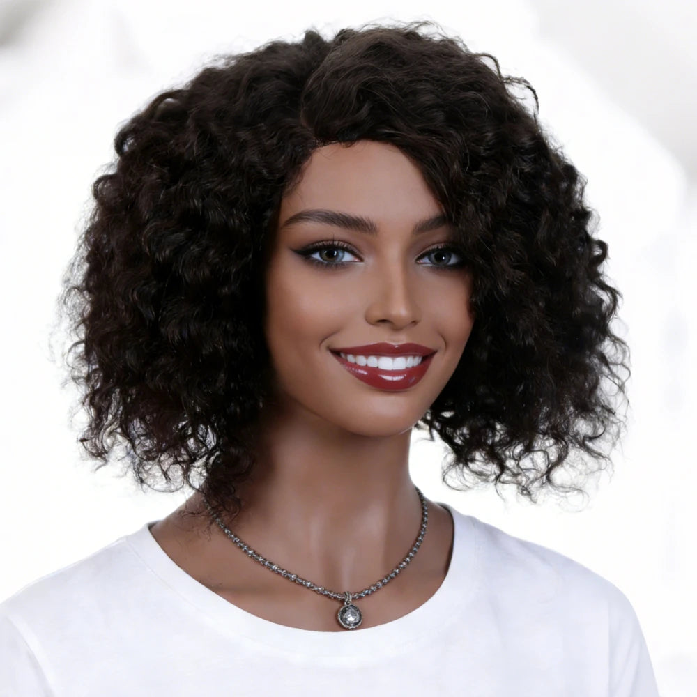 Short Bob HD Lace Front Wig Glueless 100% Human Hair T Part Wig Curly Water Wave Pre Plucked Hairline With Baby Hair Bleached Kn