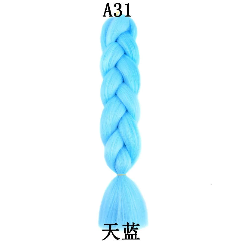Synthetic 1Pcs 24inch 100g Braiding Hair Box Braids Colorful Twist Braiding Hair Extensions Synthetic Crochet Braiding