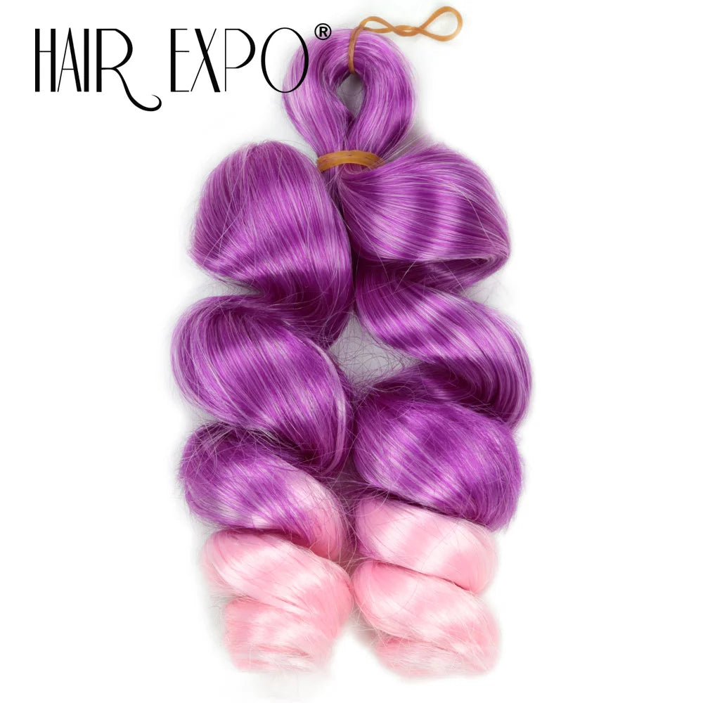 3PCS French Curls Braiding Hair Extensions Synthetic Loose Deep Wave Crochet Braids Pre Stretched Spiral Curly Hair for Women