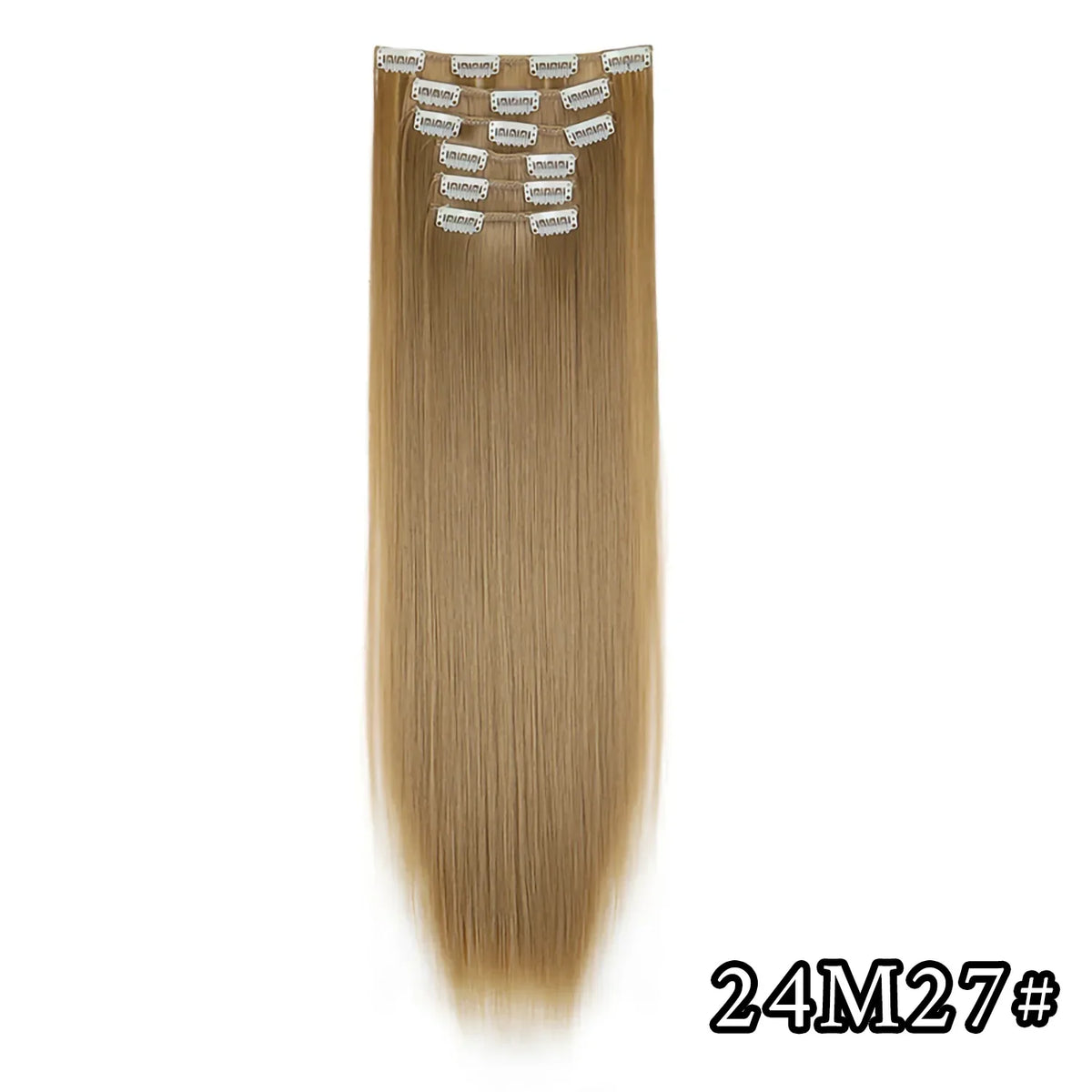 Hair Extensions 24"/60cm 6pcs/set Women Long Straight Synthetic Full Head Clip 16 Clips Black, Blonde, Ombre Heat Resistant Fiber Hair