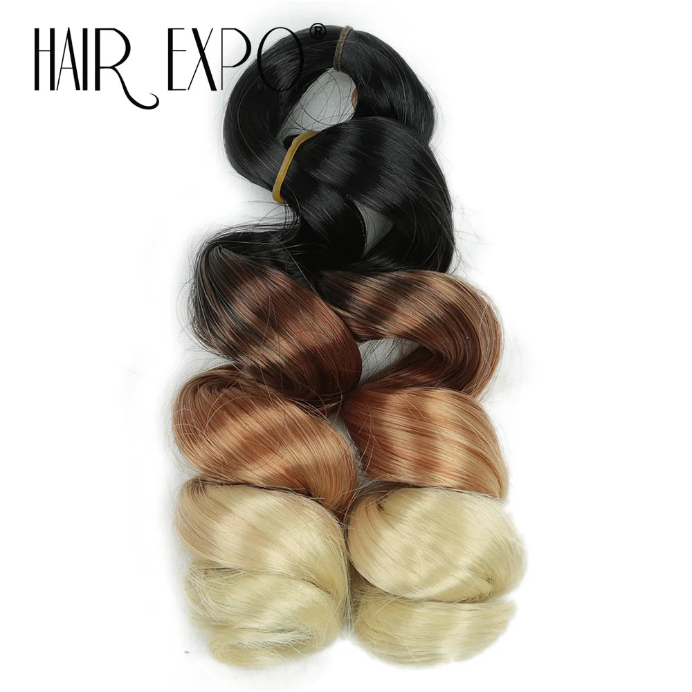 3PCS French Curls Braiding Hair Extensions Synthetic Loose Deep Wave Crochet Braids Pre Stretched Spiral Curly Hair for Women