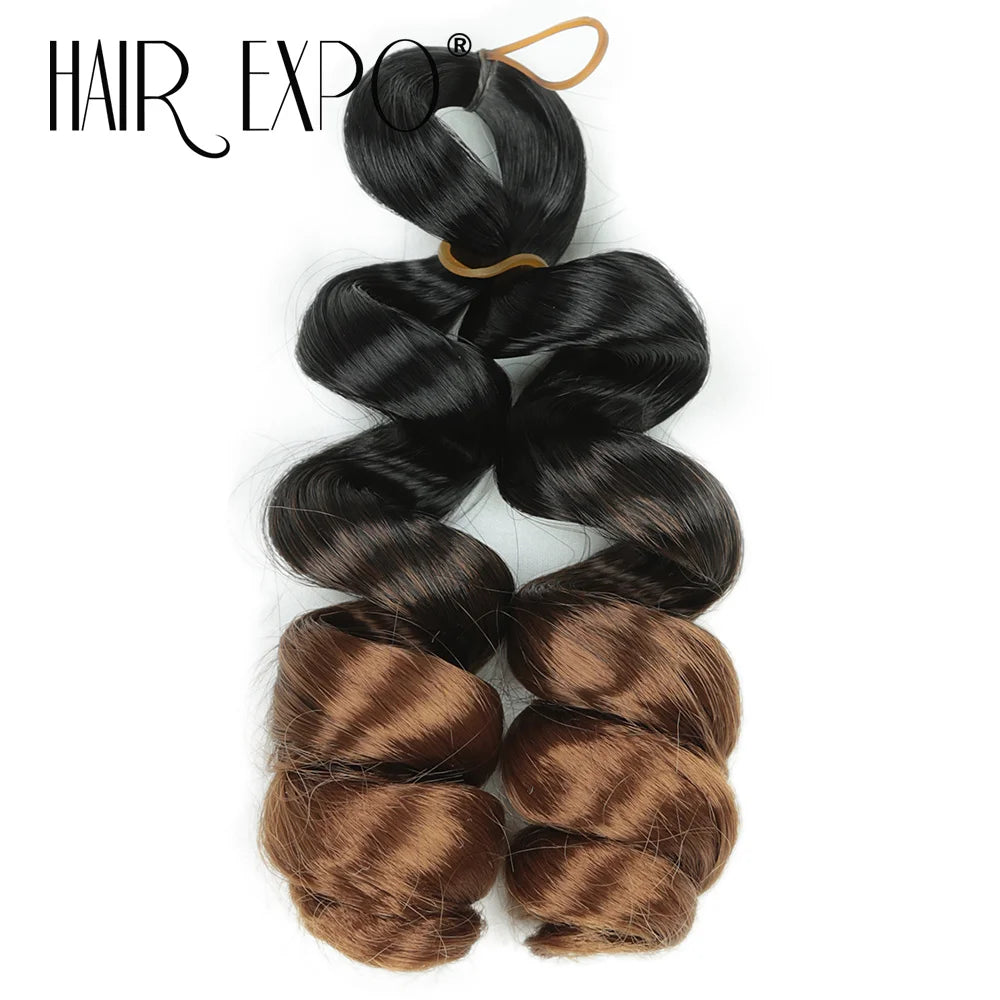3PCS French Curls Braiding Hair Extensions Synthetic Loose Deep Wave Crochet Braids Pre Stretched Spiral Curly Hair for Women