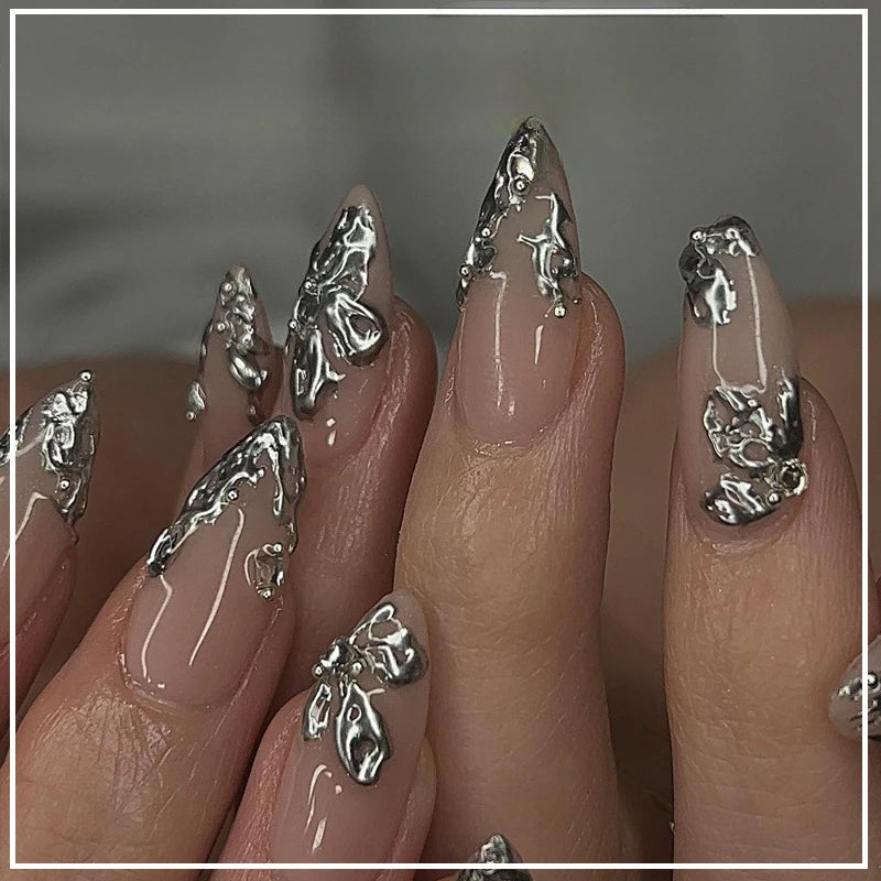 3D Acrylic False Nails Almond Medium Press on Fake Nails & More (37 Options)