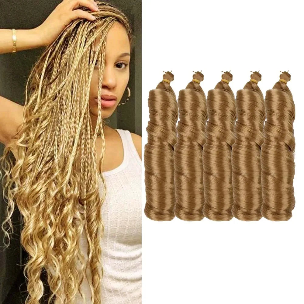 3 & 5 Packs 24Inch Synthetic French Curls Crochet Hair Pre-Stretched Loose Wave Braiding Hair Ombre Loose Curly Braid