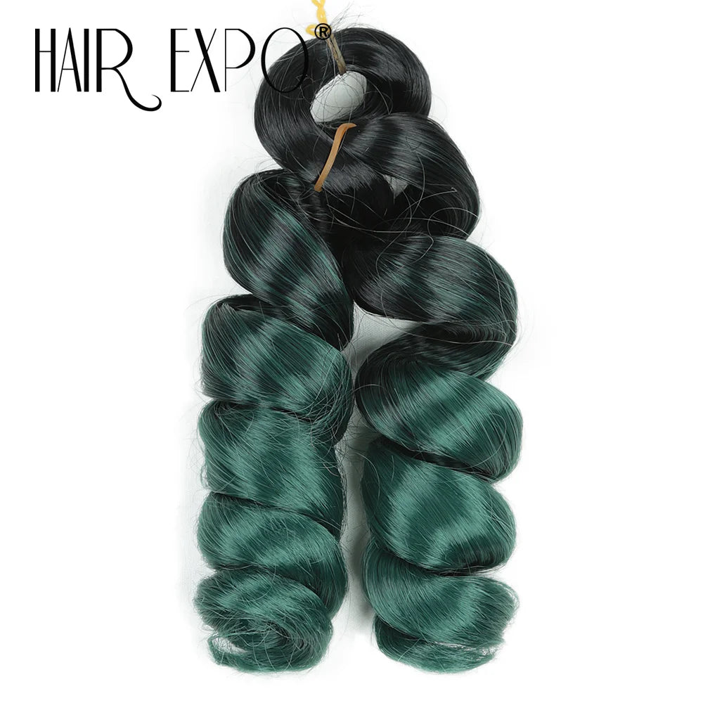 3PCS French Curls Braiding Hair Extensions Synthetic Loose Deep Wave Crochet Braids Pre Stretched Spiral Curly Hair for Women