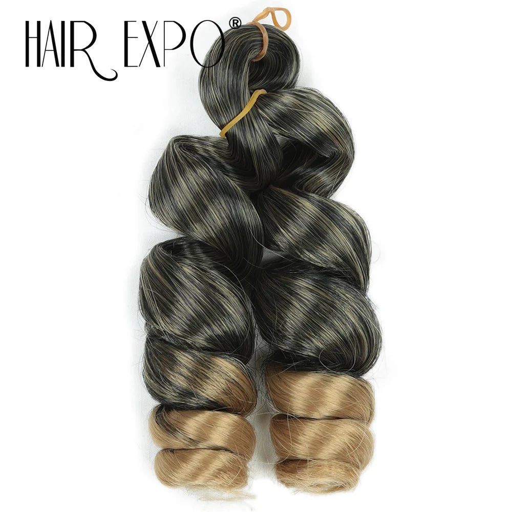 3PCS French Curls Braiding Hair Extensions Synthetic Loose Deep Wave Crochet Braids Pre Stretched Spiral Curly Hair for Women