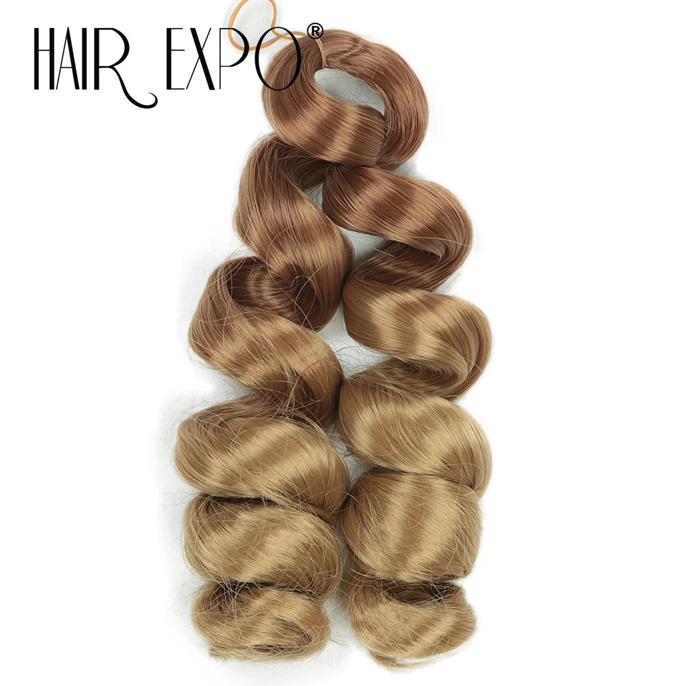 3PCS French Curls Braiding Hair Extensions Synthetic Loose Deep Wave Crochet Braids Pre Stretched Spiral Curly Hair for Women