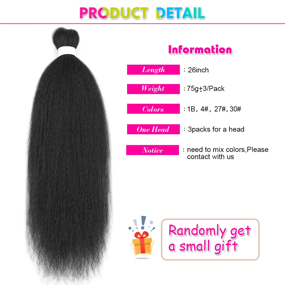 3PCS Vixen Crochet Kinky Curly Hair Synthetic Yaki Straight Marley Braiding Hair Extensions Ombre Crochet Braids Hair For Women