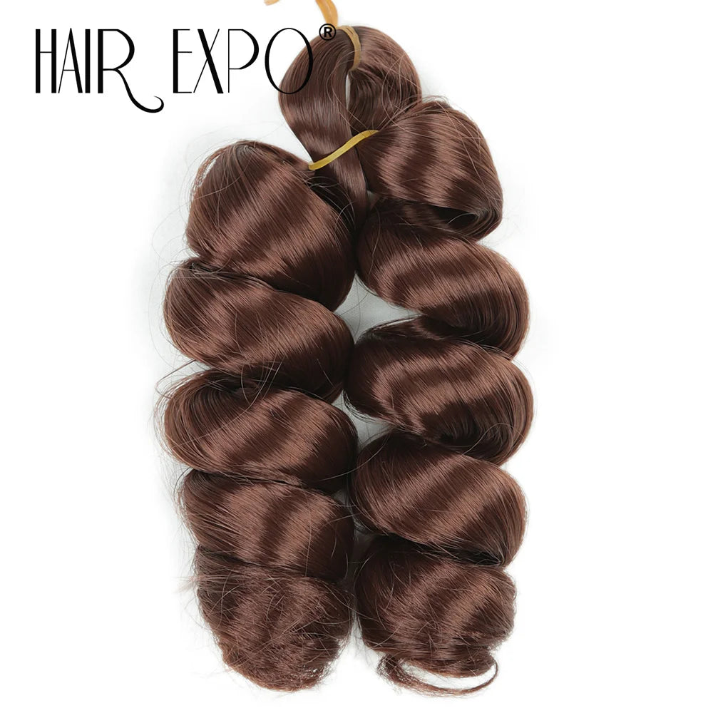 3PCS French Curls Braiding Hair Extensions Synthetic Loose Deep Wave Crochet Braids Pre Stretched Spiral Curly Hair for Women