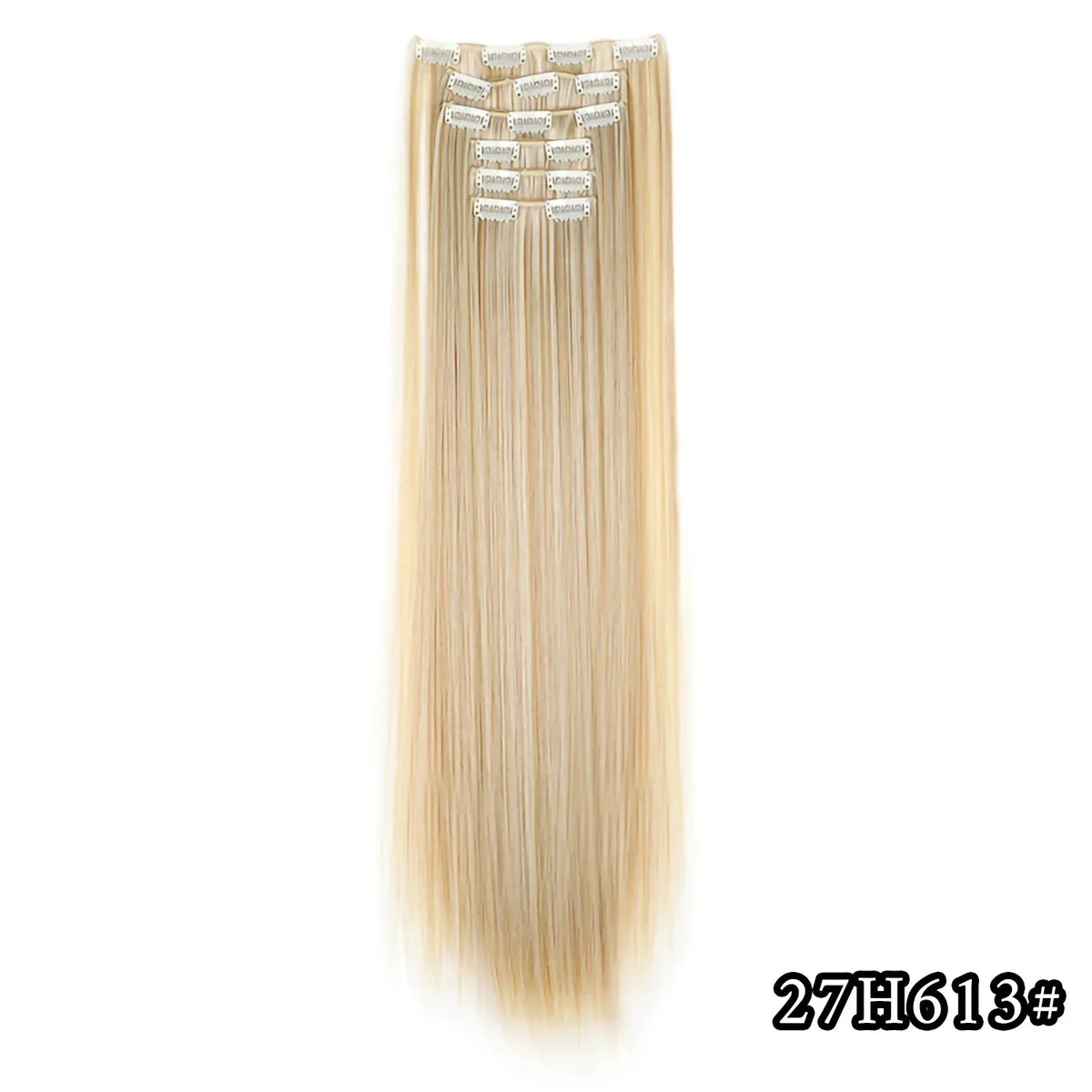 Hair Extensions 24"/60cm 6pcs/set Women Long Straight Synthetic Full Head Clip 16 Clips Black, Blonde, Ombre Heat Resistant Fiber Hair