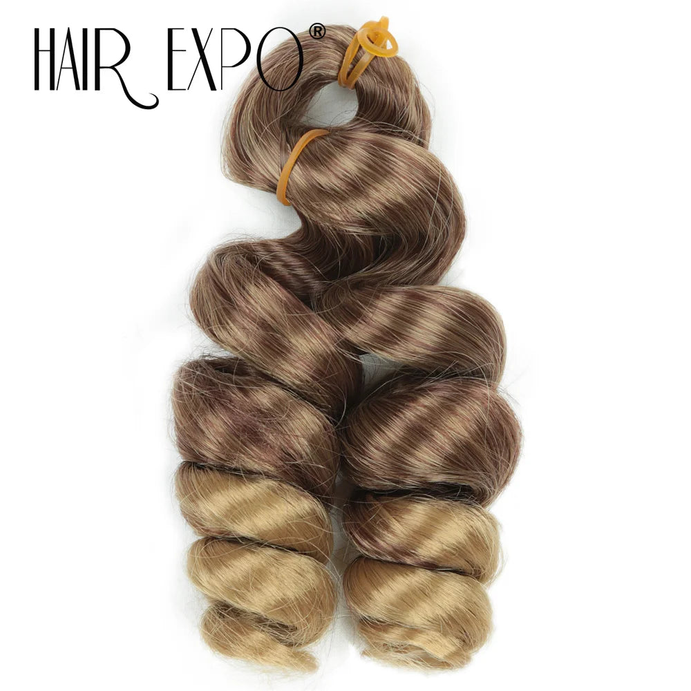 3PCS French Curls Braiding Hair Extensions Synthetic Loose Deep Wave Crochet Braids Pre Stretched Spiral Curly Hair for Women