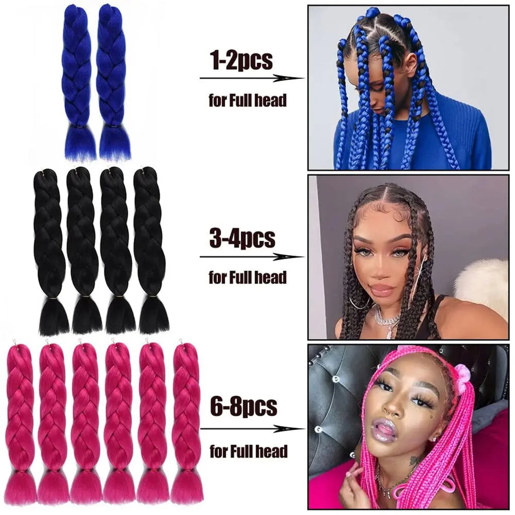 Synthetic 1Pcs 24inch 100g Braiding Hair Box Braids Colorful Twist Braiding Hair Extensions Synthetic Crochet Braiding