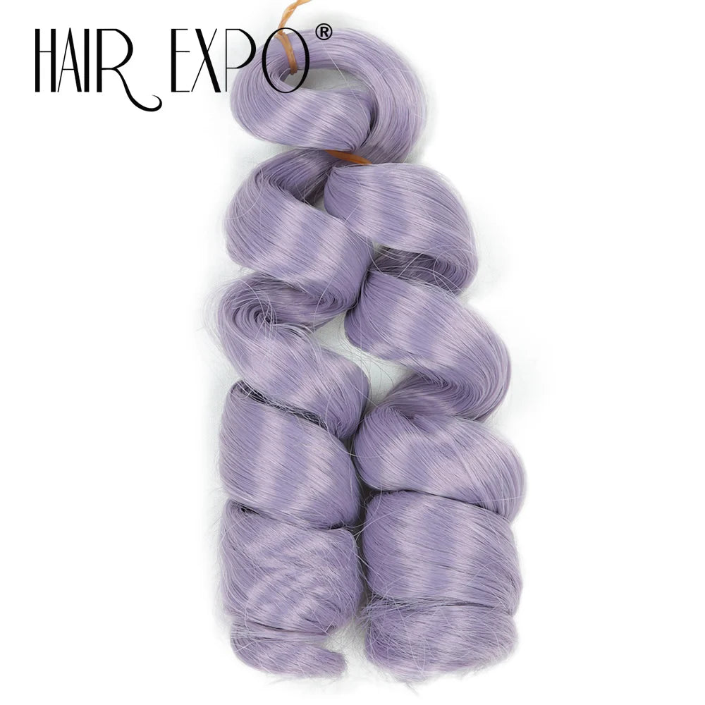 3PCS French Curls Braiding Hair Extensions Synthetic Loose Deep Wave Crochet Braids Pre Stretched Spiral Curly Hair for Women