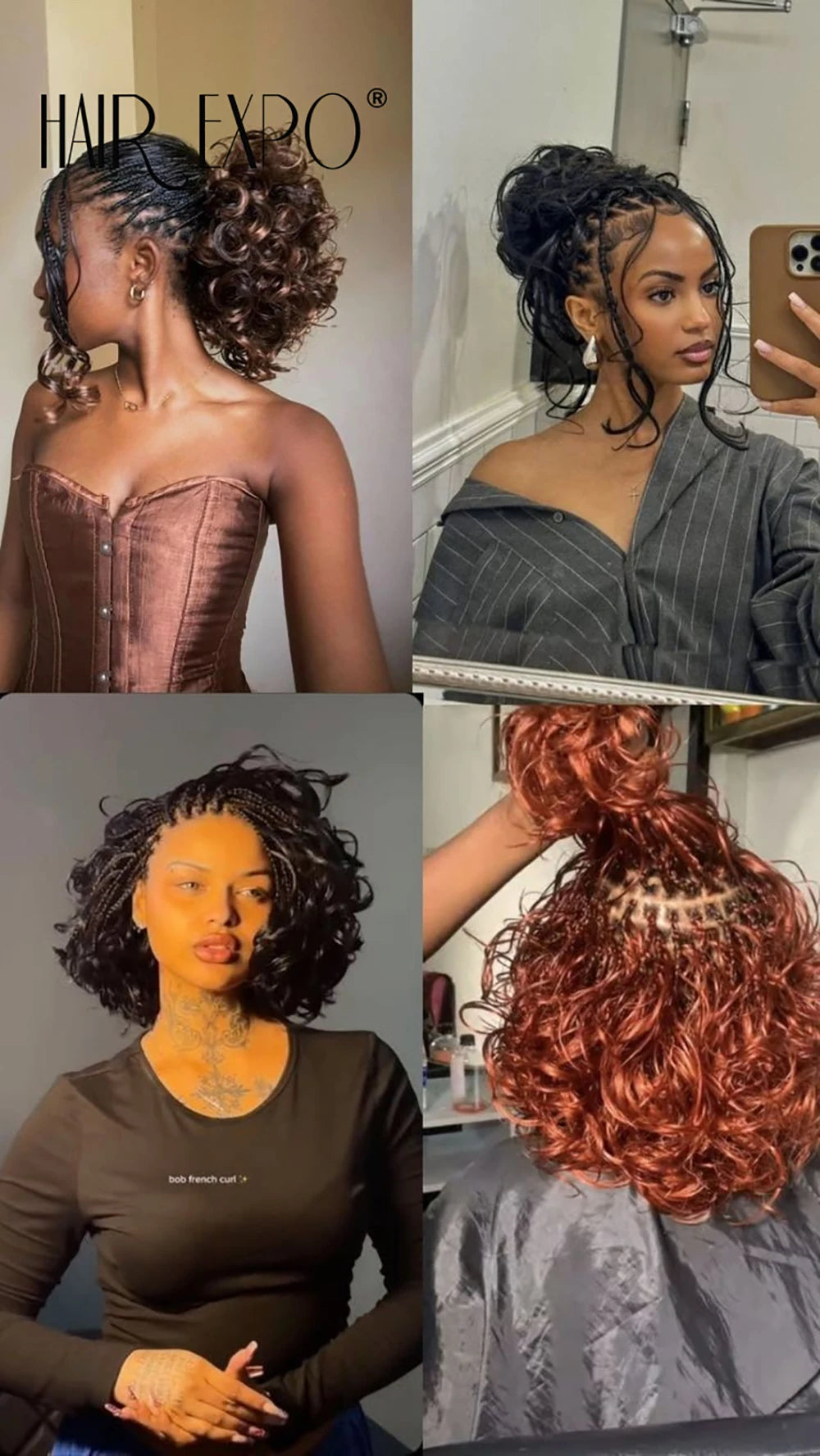 3PCS French Curls Braiding Hair Extensions Synthetic Loose Deep Wave Crochet Braids Pre Stretched Spiral Curly Hair for Women