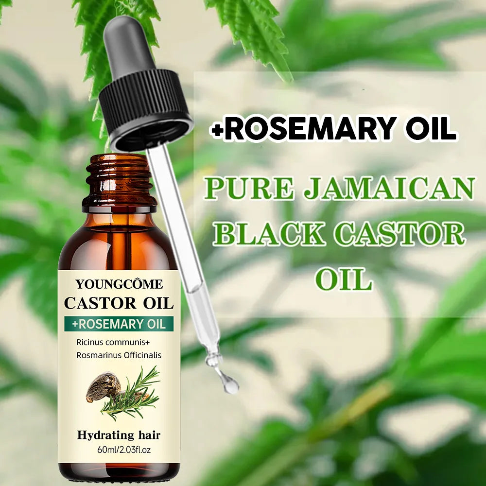 Castor Oil and Rosemary Oil for Hair Growth Mix Enhances hair thickness and Shine, Reduce Hair Loss and Split Ends Hair Care Oil
