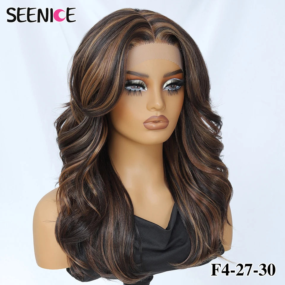 Synthetic Body Wave Lace Front Wig Hair Layered Baby Hair Bob Wig Synthetic Hair Wig 18" Cosplay Wig