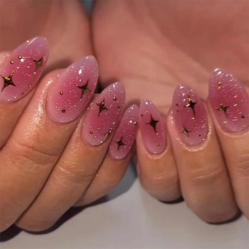 3D Acrylic False Nails Almond Medium Press on Fake Nails & More (37 Options)