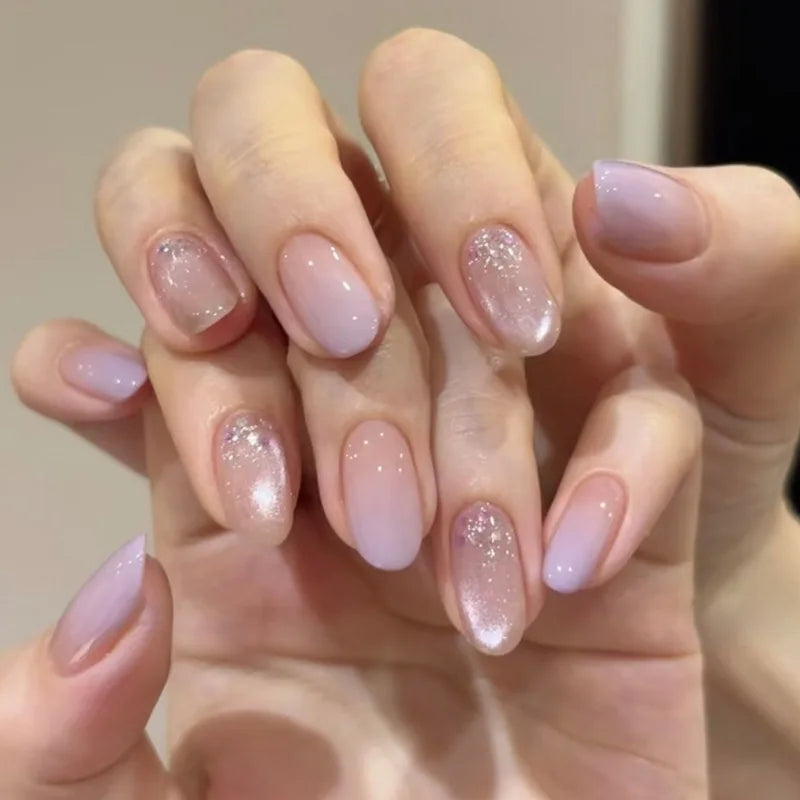 24pcs Pink Flower Almond Press on Nails Kawaii False Nails & More (36 Options) (B)
