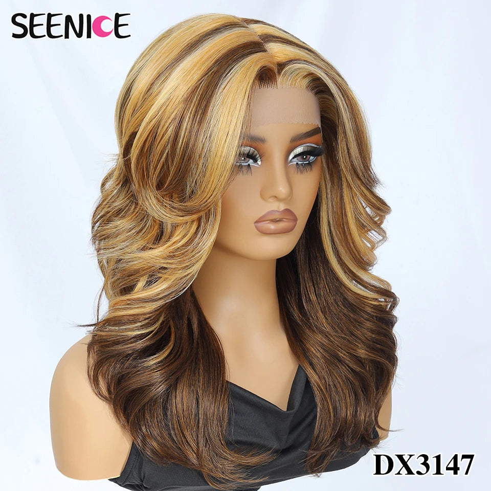 Synthetic Body Wave Lace Front Wig Hair Layered Baby Hair Bob Wig Synthetic Hair Wig 18" Cosplay Wig