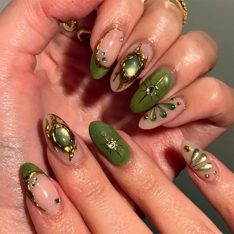 24pcs Glitter Cat Eye Fake Nails & More (25 Options) (C)