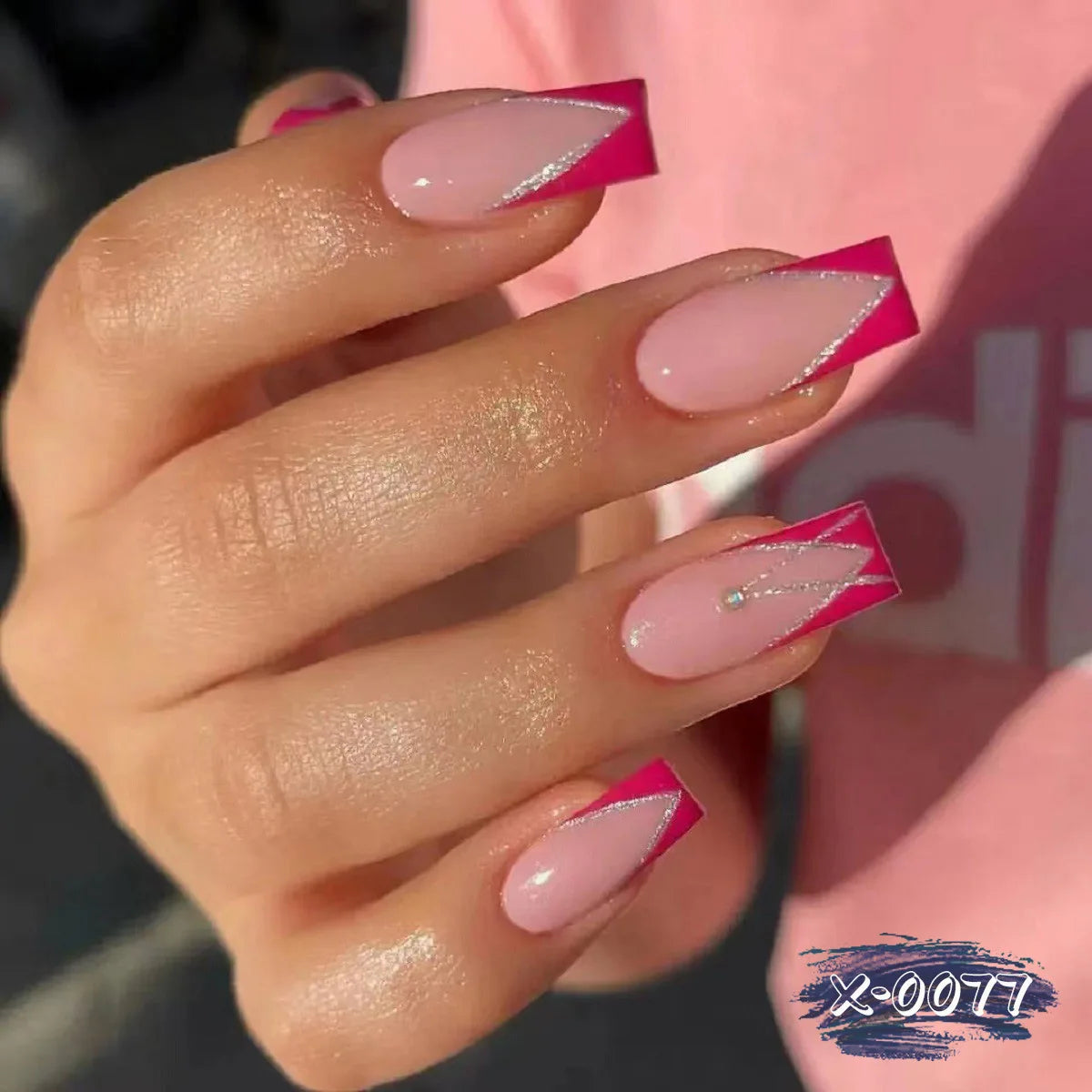 24pcs Short Ballet Press on Nails Gradient False Nails Wearable Stick-on Nails