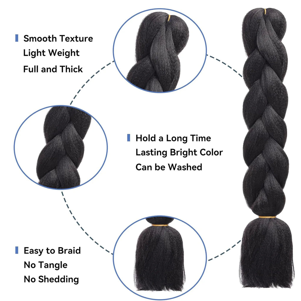 Synthetic 1Pcs 24inch 100g Braiding Hair Box Braids Colorful Twist Braiding Hair Extensions Synthetic Crochet Braiding
