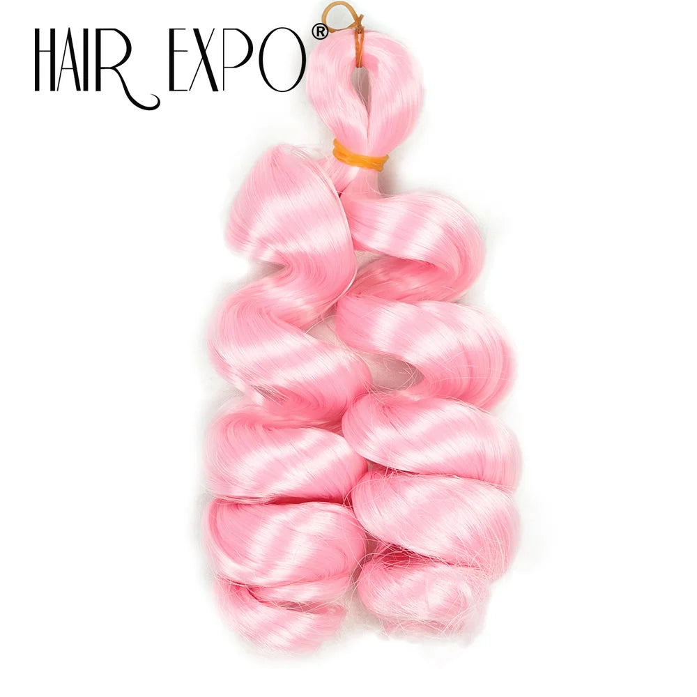 3PCS French Curls Braiding Hair Extensions Synthetic Loose Deep Wave Crochet Braids Pre Stretched Spiral Curly Hair for Women